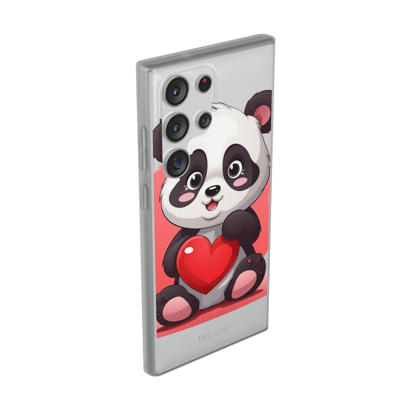 Valentine's Panda Heart Phone Case - Flexi & Semi-Transparent