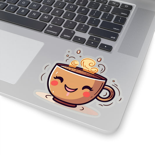 Kawaii Cup of Coffee Sticker - Add a Cute and Whimsical Touch to Your Accessories