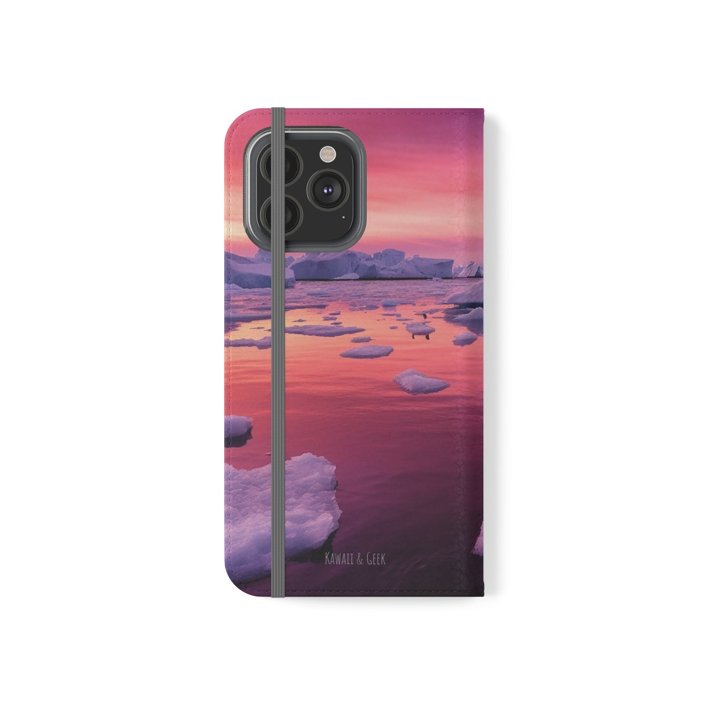 Pinky Arctic Landscape at Sunset Flip Phone Case - Capture the Serenity of Nature on Your Device