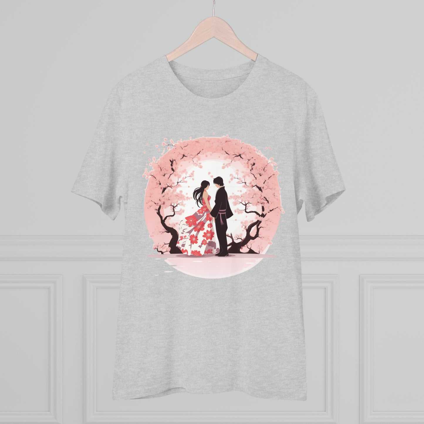 Cherry Blossom Romance T-shirt - Japanese Couple Design - Valentine's Day Special