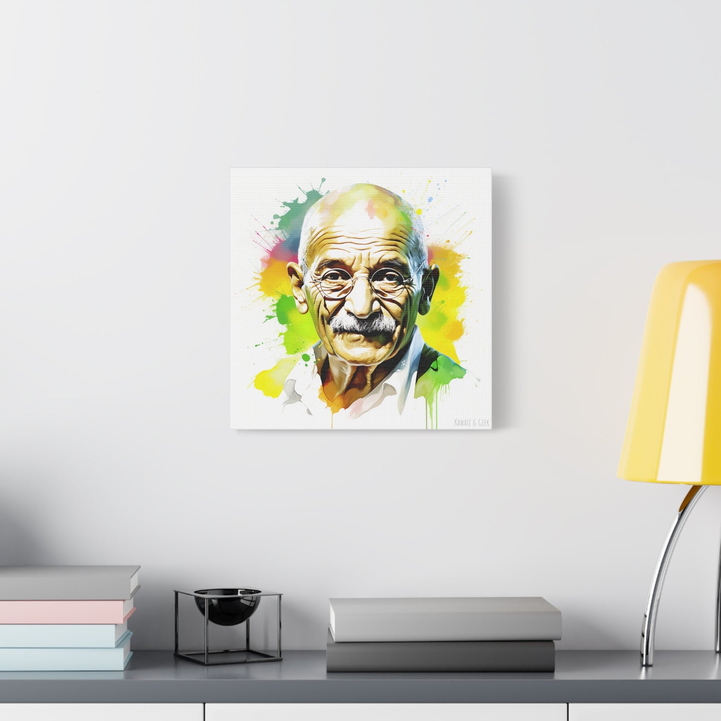 Gandhi Watercolor Tribute Cotton Canvas