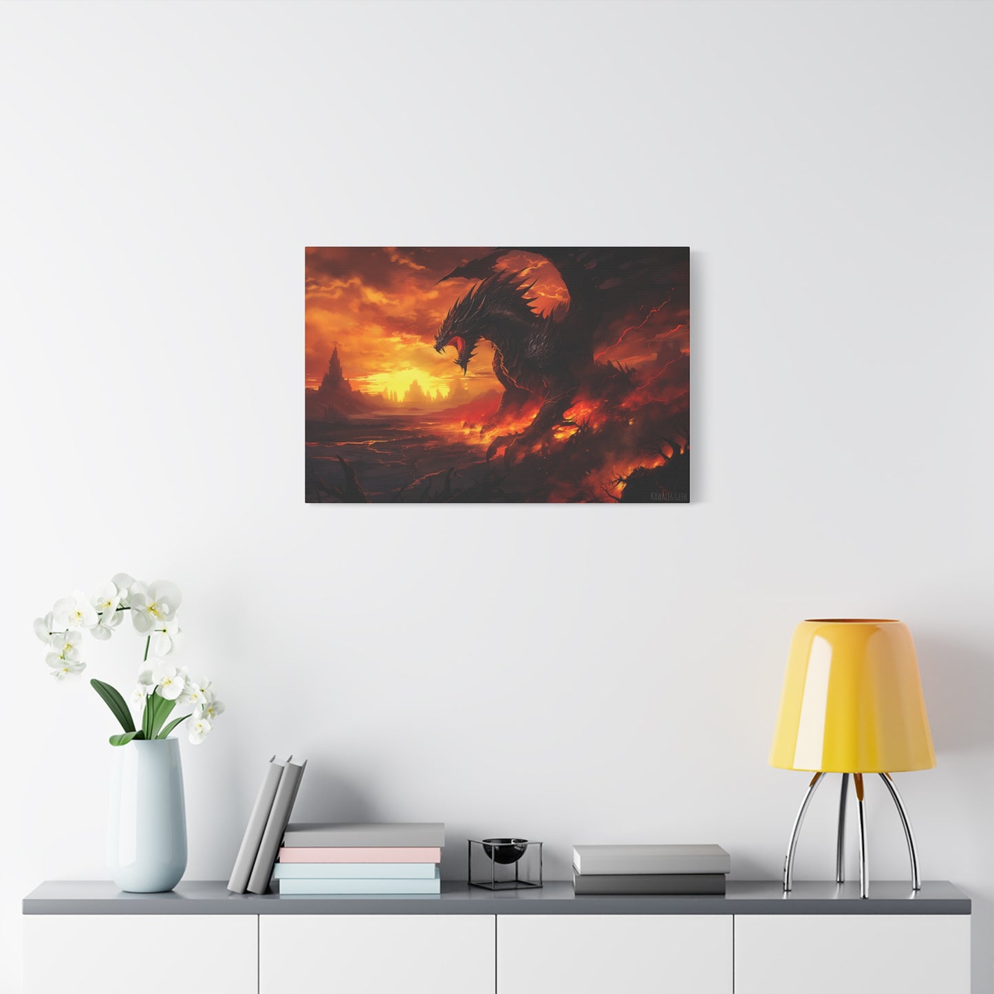 Unleash the Mighty: Gigantic Fire Dragon Canvas