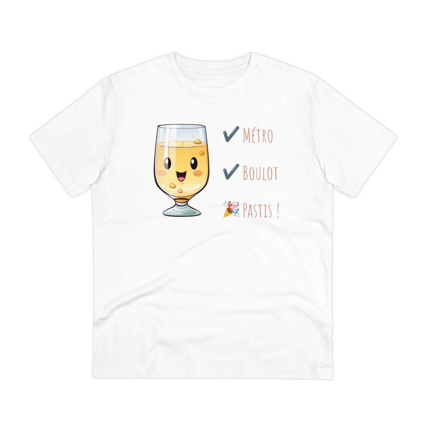 Métro, Boulot, Pastis T-Shirt - Cute Smiling Pastis Glass Design