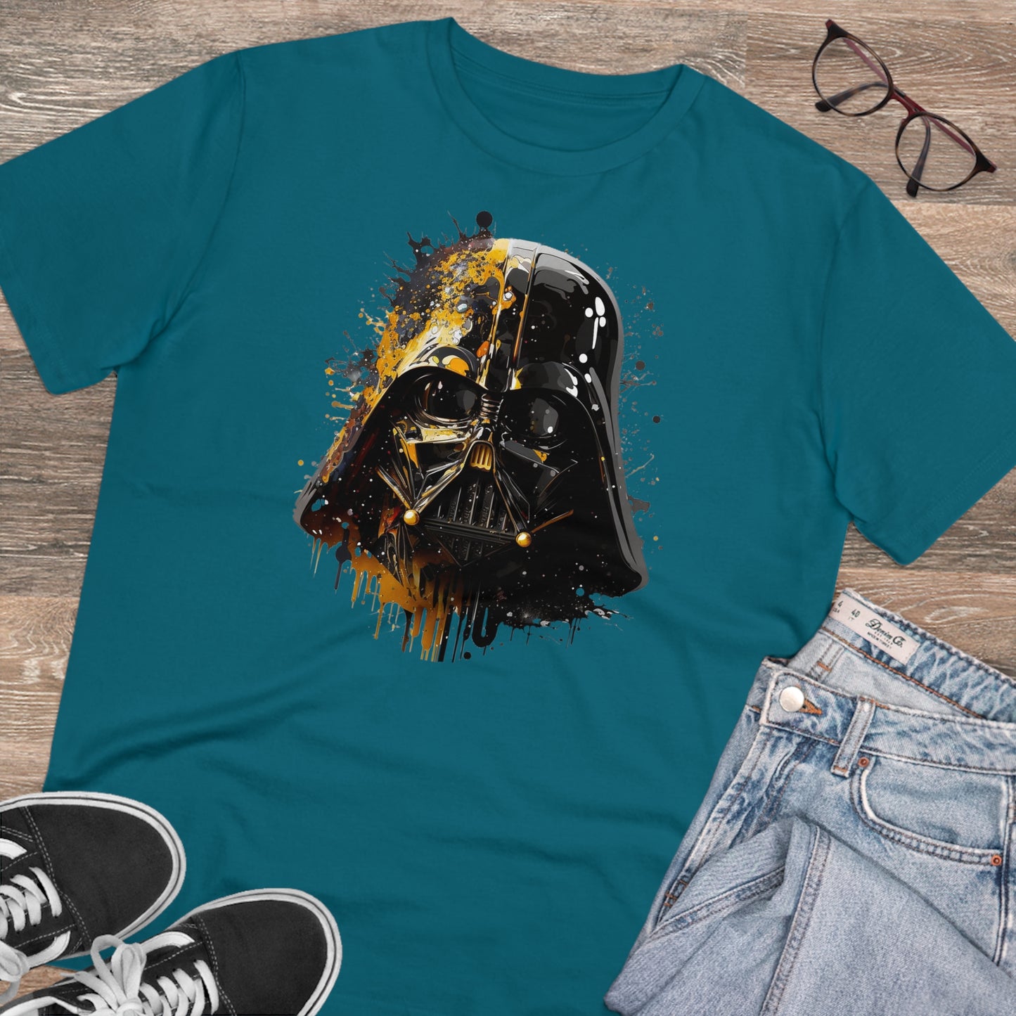 Darth Vader in Watercolor Style Eco-Friendly Unisex T-Shirt - Add Some Artistic and Sustainable Style to Your Wardrobe