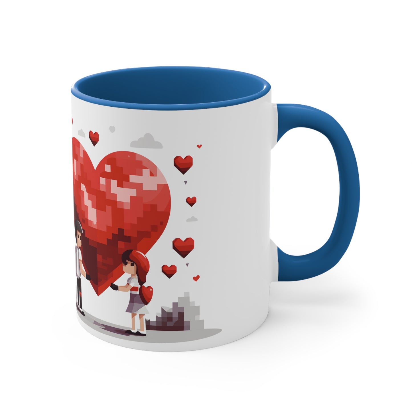 Retro Love Cup - 8-Bit Heart Mug, 11oz Bicolor - Valentine's Day