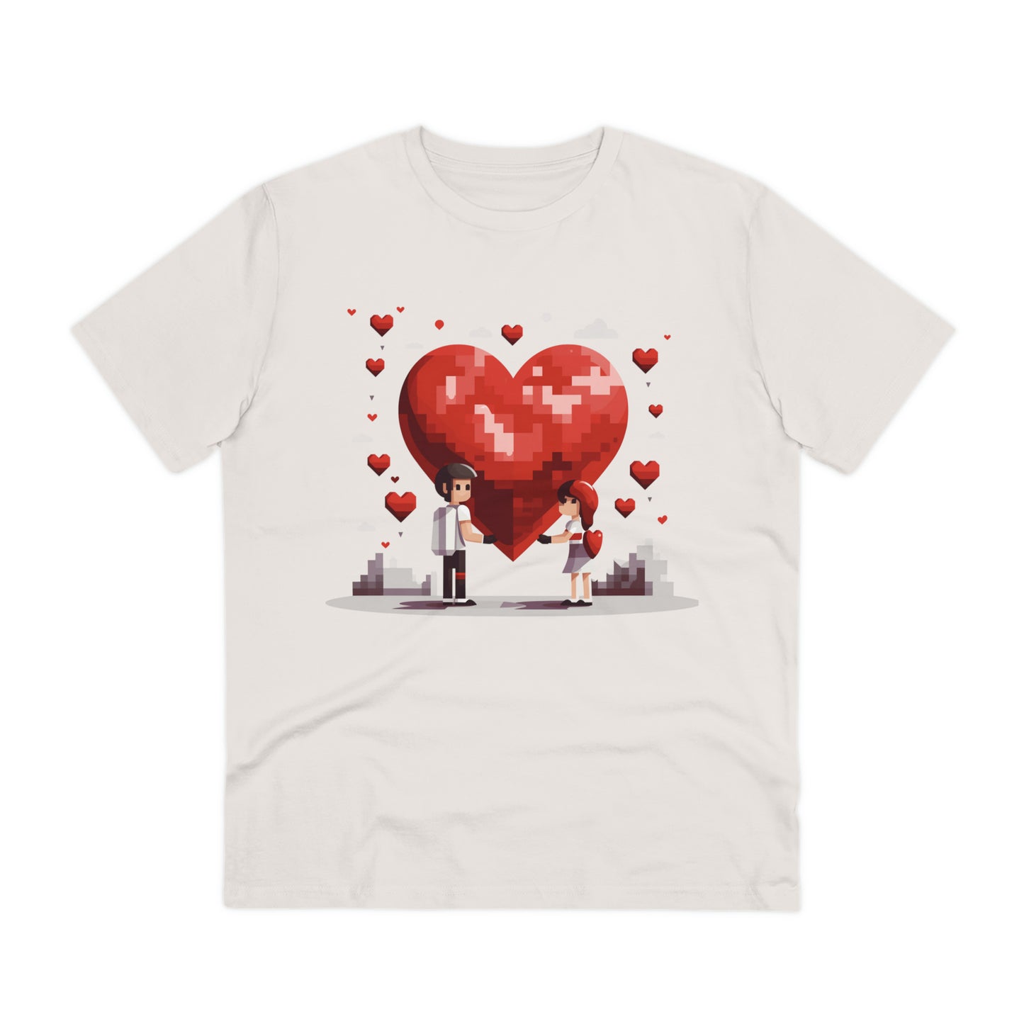 Pixel Love Eco Tee - Valentine's Day Pixel Heart Couple Shirt