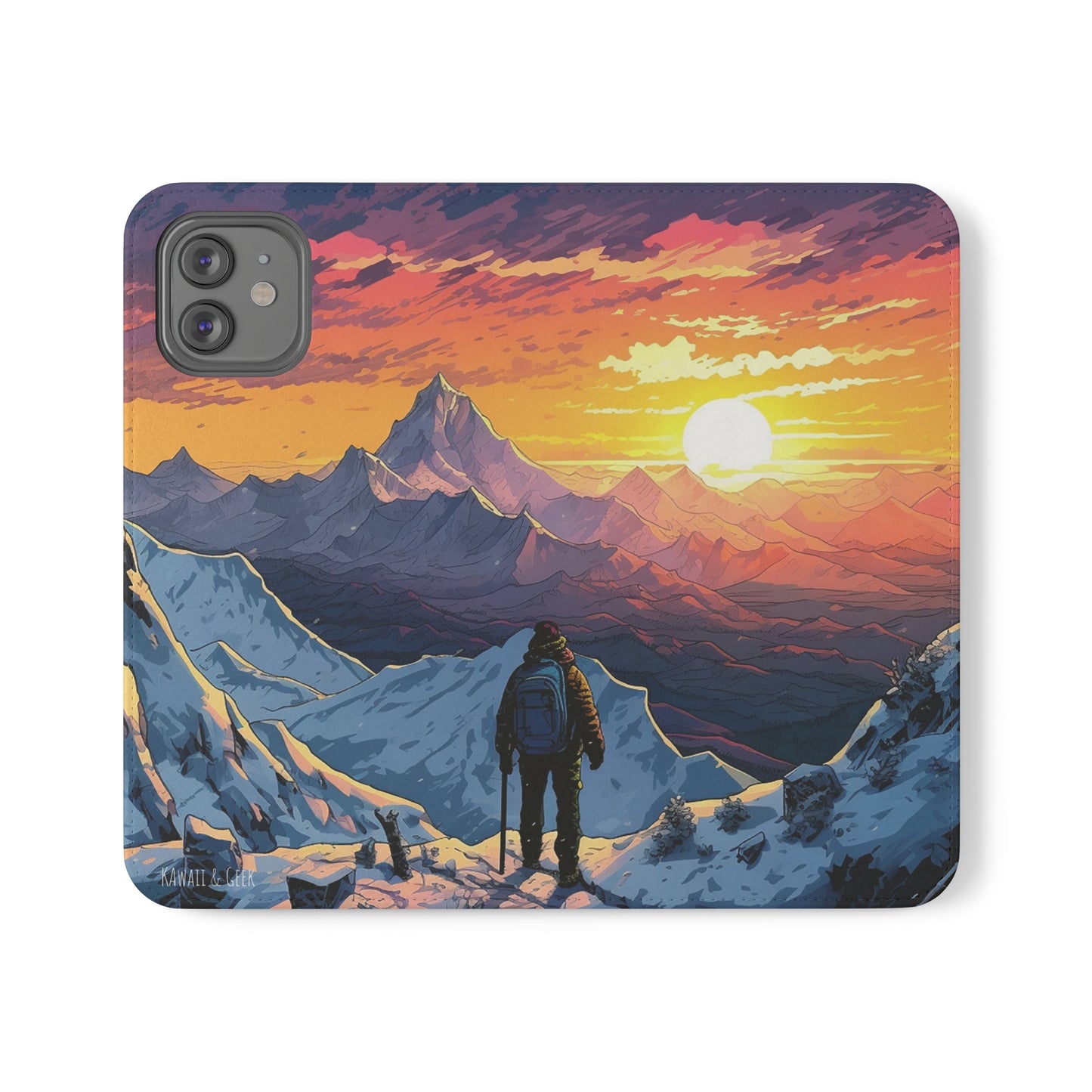 Snowy Mountain Landscape Sunset Flip Phone Case - Embrace the Beauty of Nature on Your Device