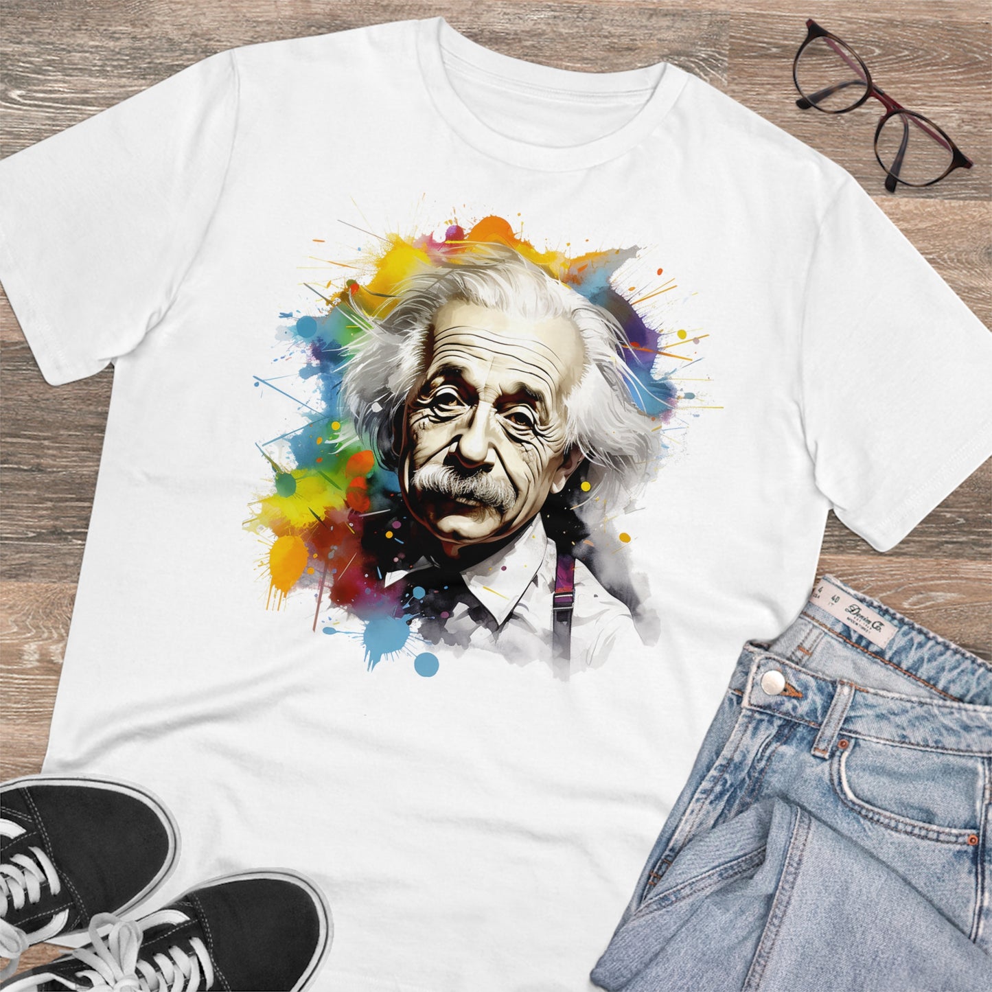 Albert Einstein Eco-friendly T-shirt : Watercolor Essence