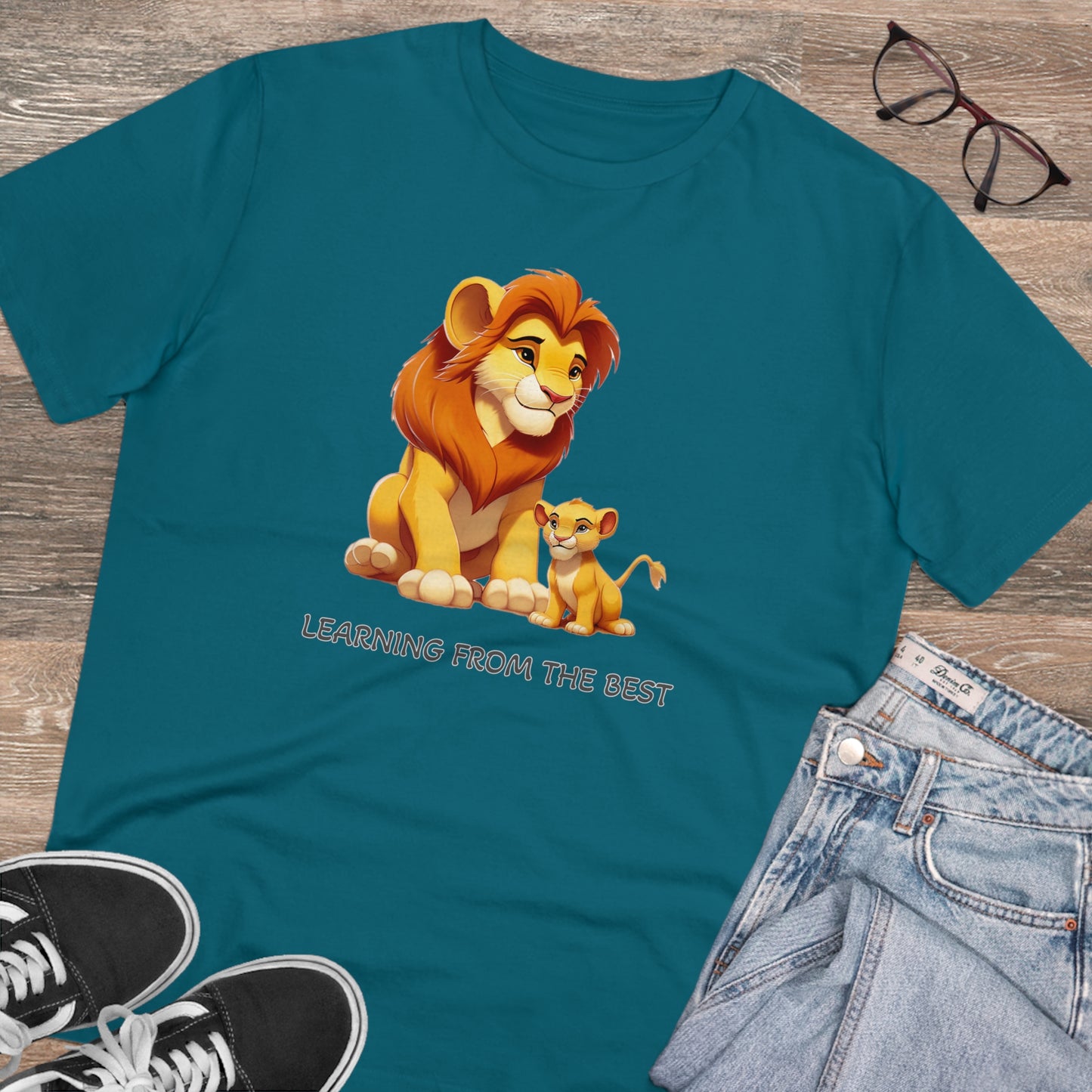 Learning from the Best - Father's Day T-Shirt - Celebrate the Bond with Mufasa and Simba in Eco-Friendly Style