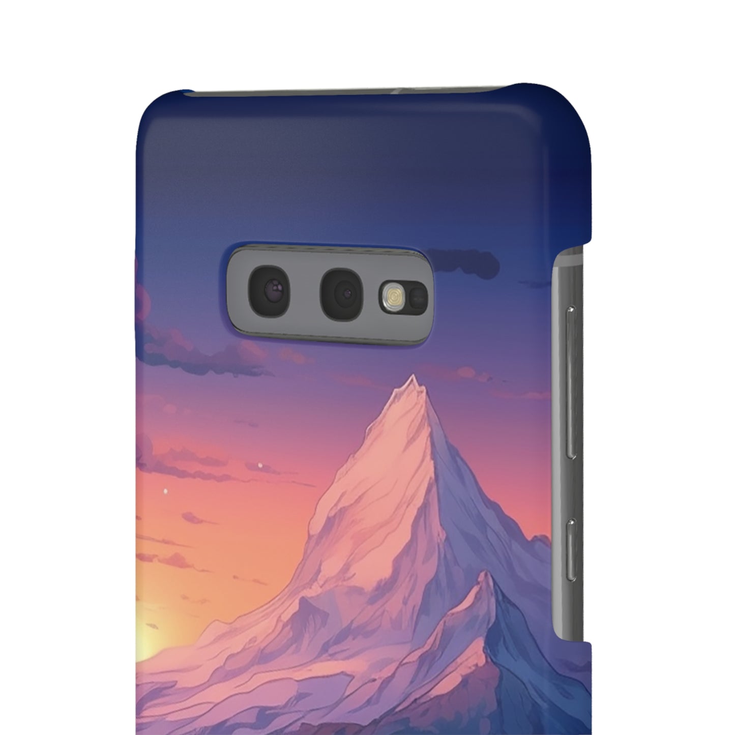 Snowy Mountain Landscape Sunset Phone Case - Discover Serenity with a Charming Mountain Village