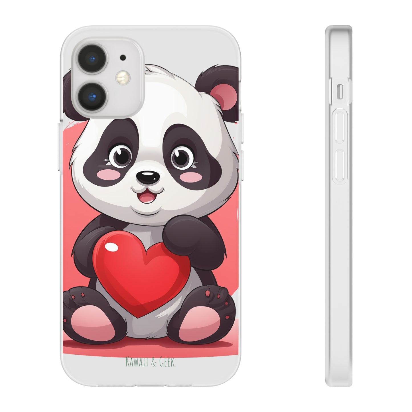 Valentine's Panda Heart Phone Case - Flexi & Semi-Transparent