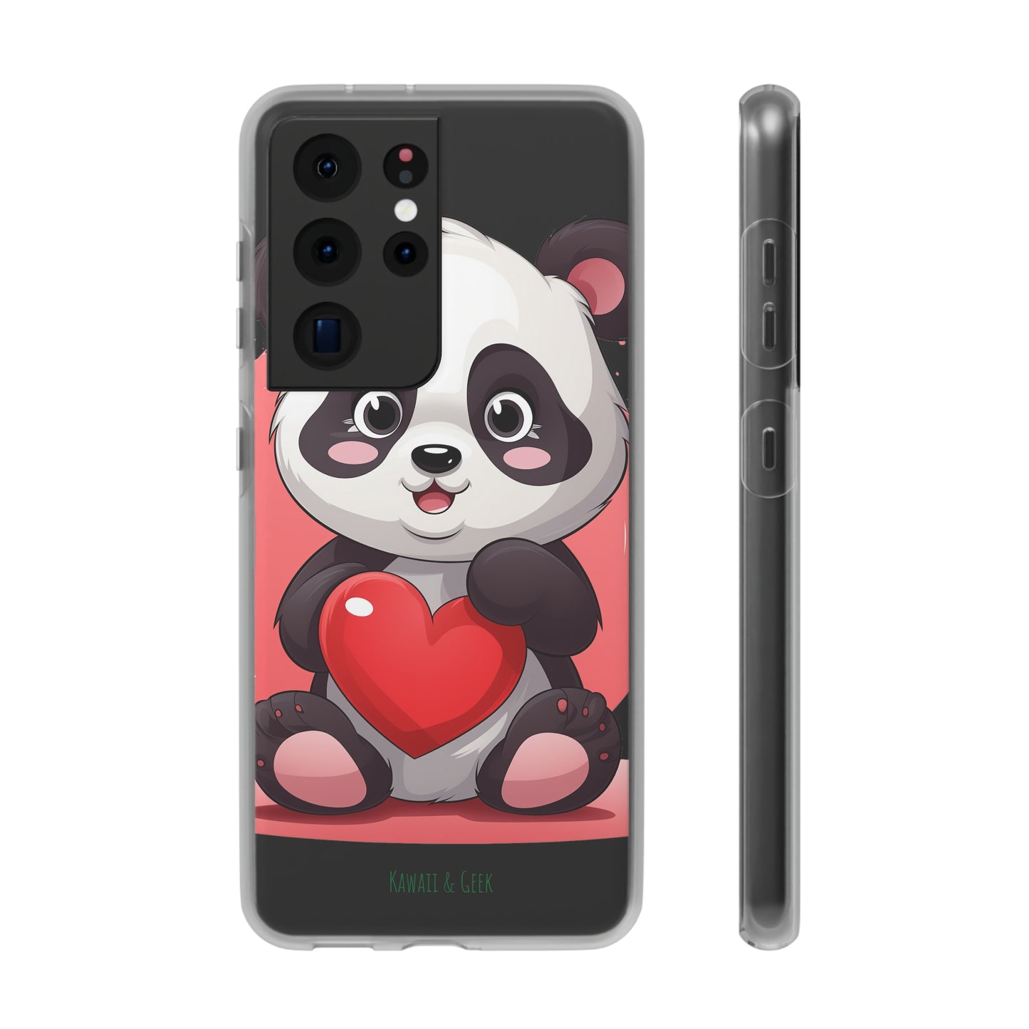 Valentine's Panda Heart Phone Case - Flexi & Semi-Transparent