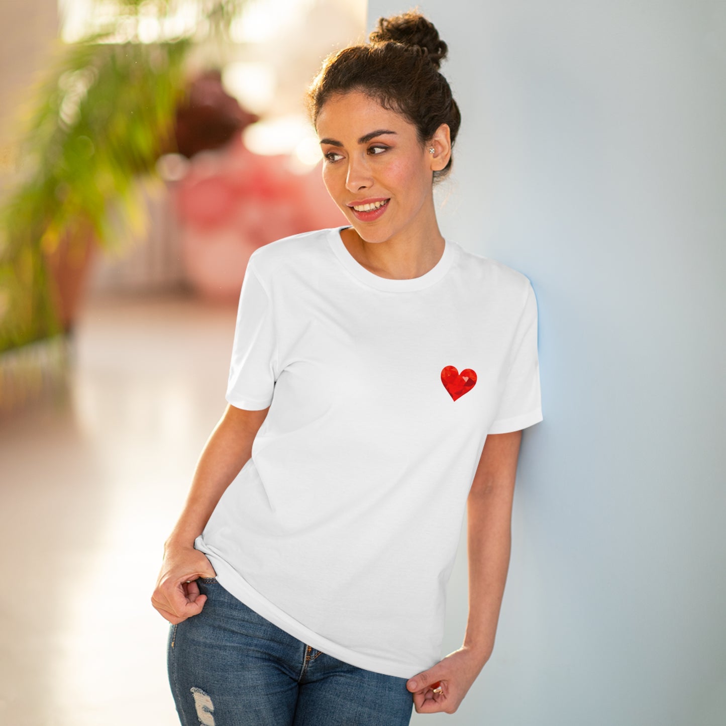 My Lifeline : Eco-Friendly T-Shirt with a Red Heart at the End of the Road