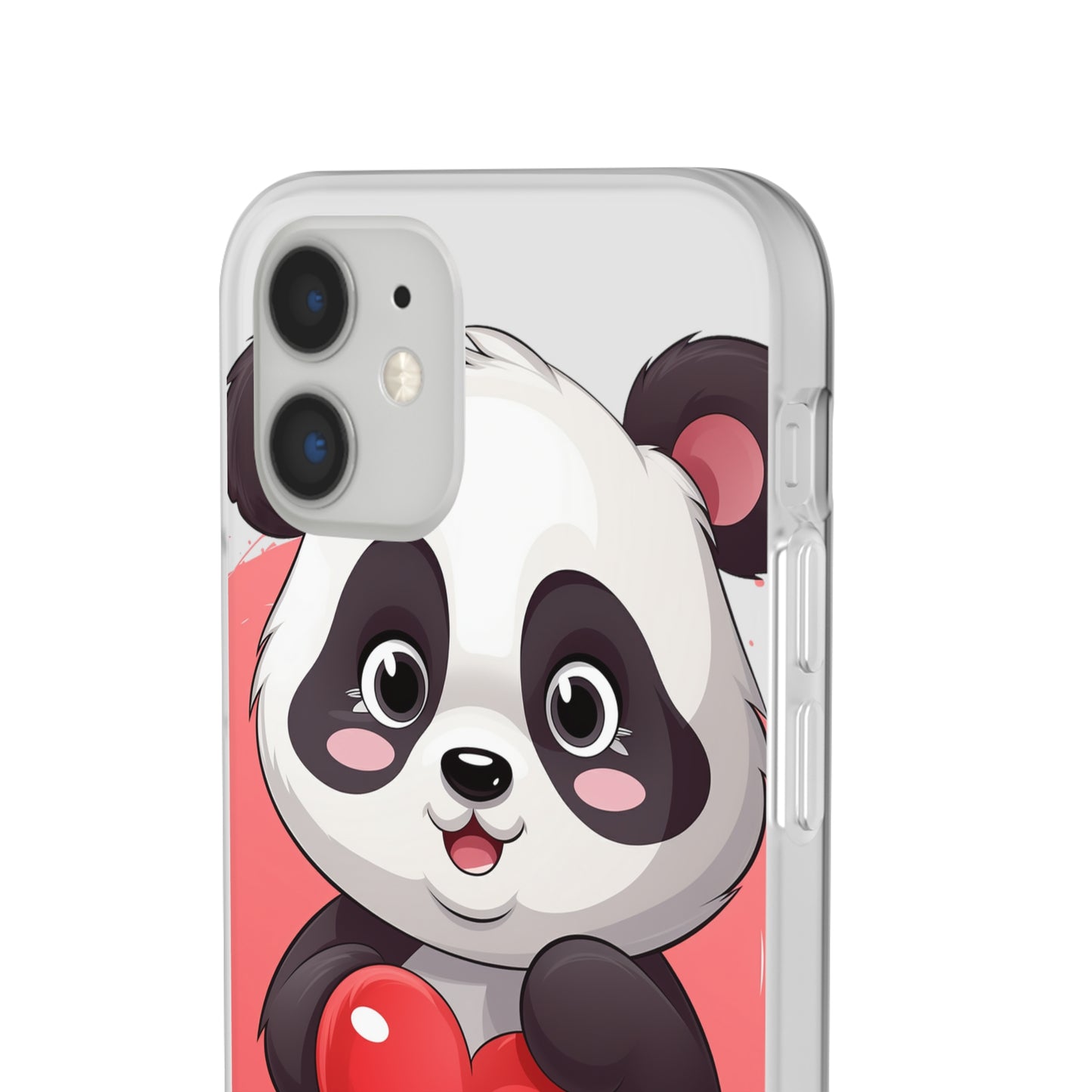 Valentine's Panda Heart Phone Case - Flexi & Semi-Transparent