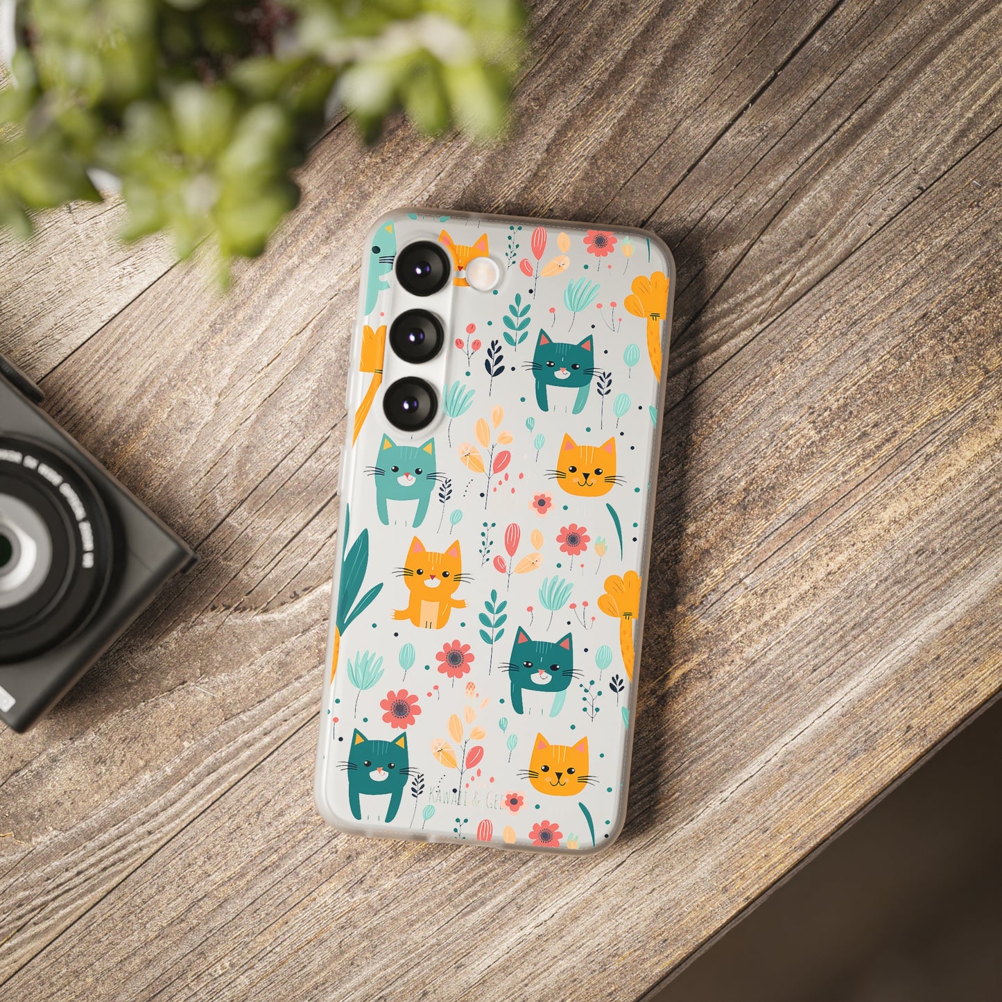 Cute Cats & Flowers Flexi and semi Transparent Phone Case