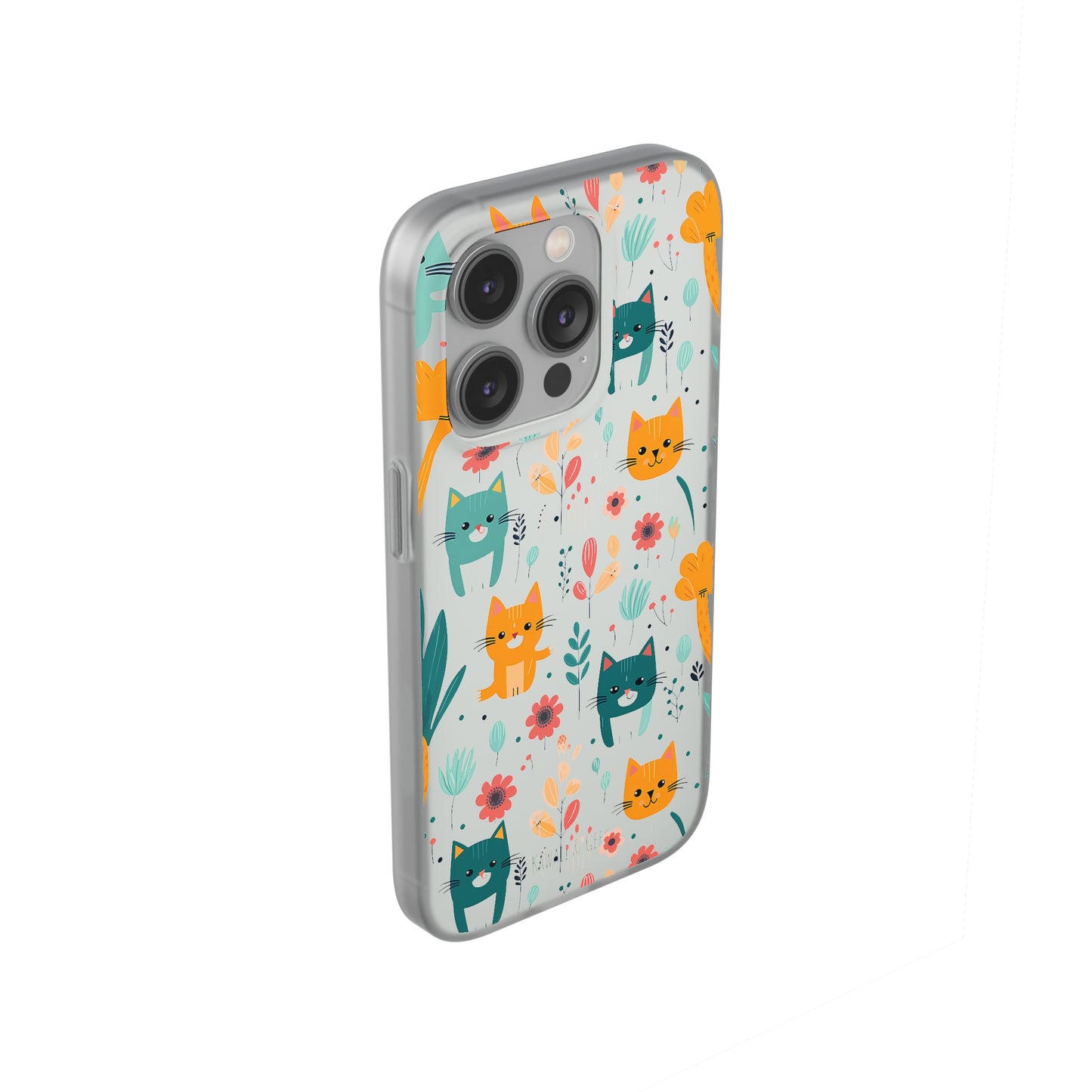 Cute Cats & Flowers Flexi and semi Transparent Phone Case