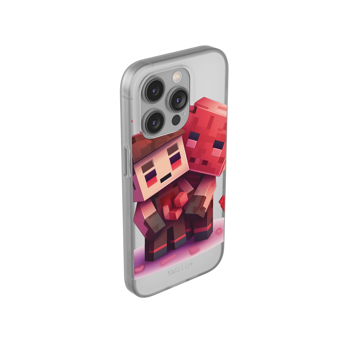 Minecraft-Style Couple Phone Case - Flexi & Semi-Transparent Valentine's Edition