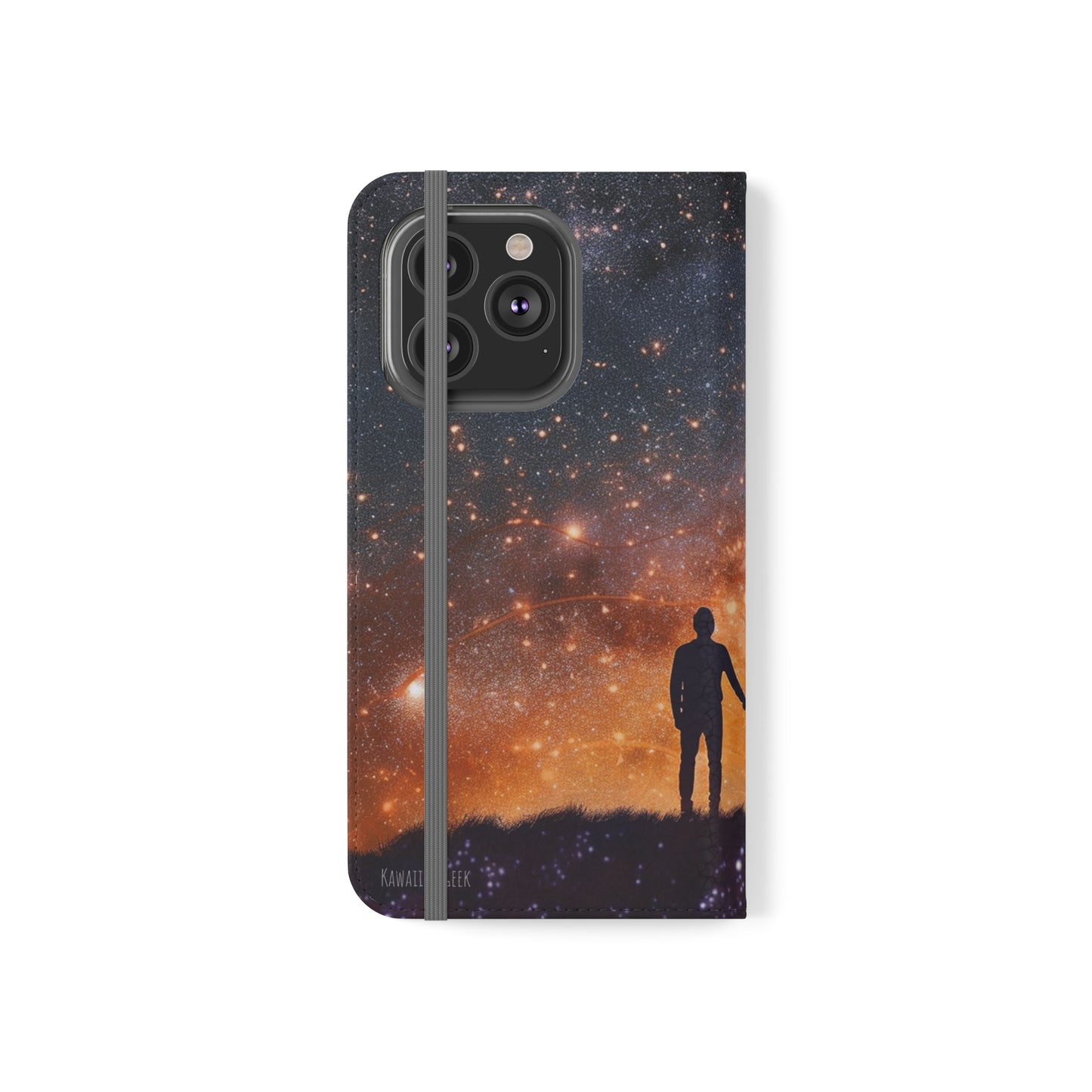 Starry Night Lovers Flip Phone Case - Embrace the Beauty of the Night Sky