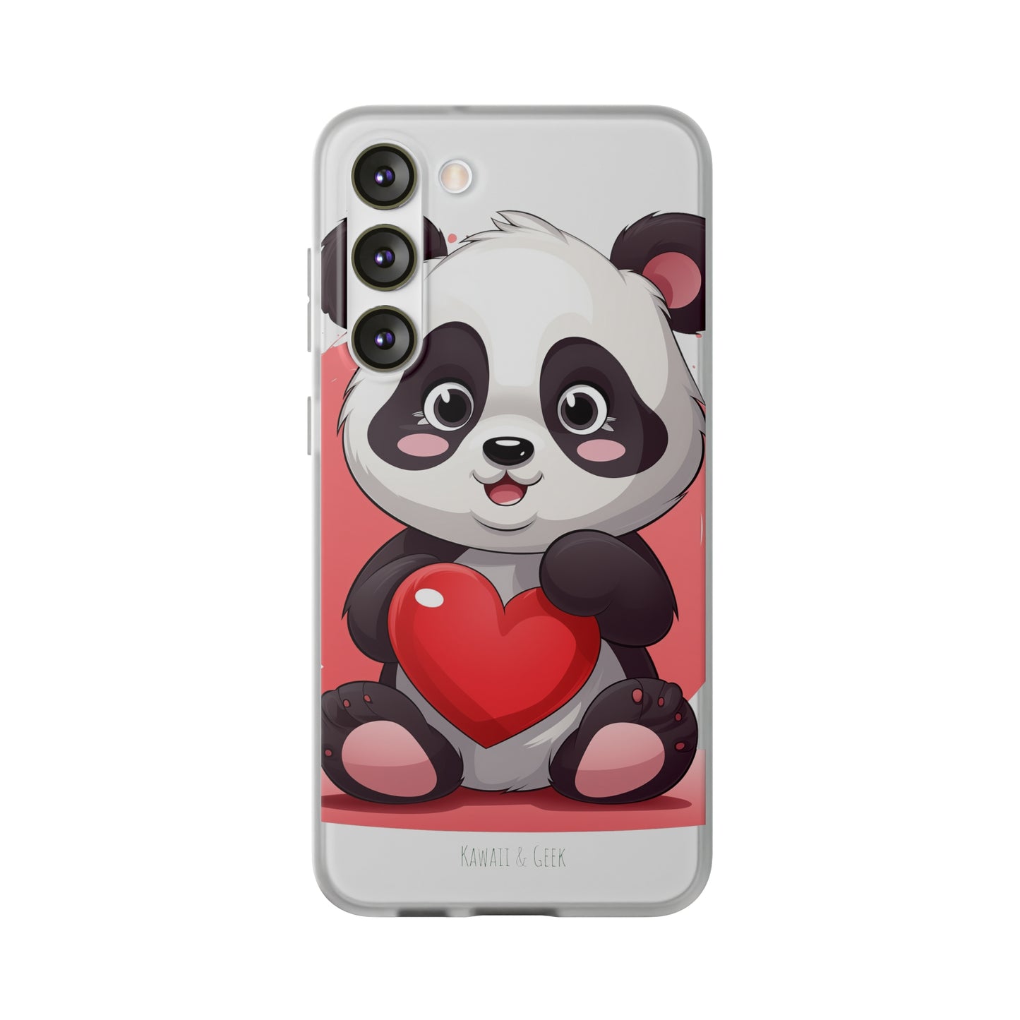 Valentine's Panda Heart Phone Case - Flexi & Semi-Transparent