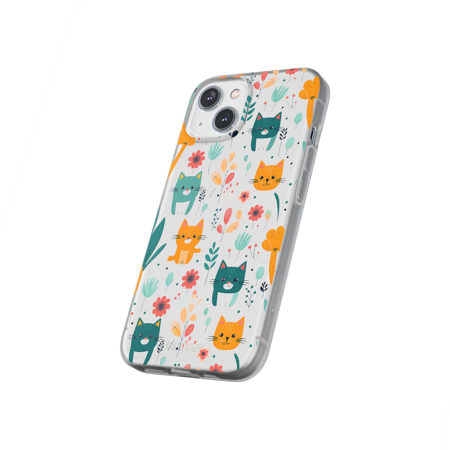 Cute Cats & Flowers Flexi and semi Transparent Phone Case