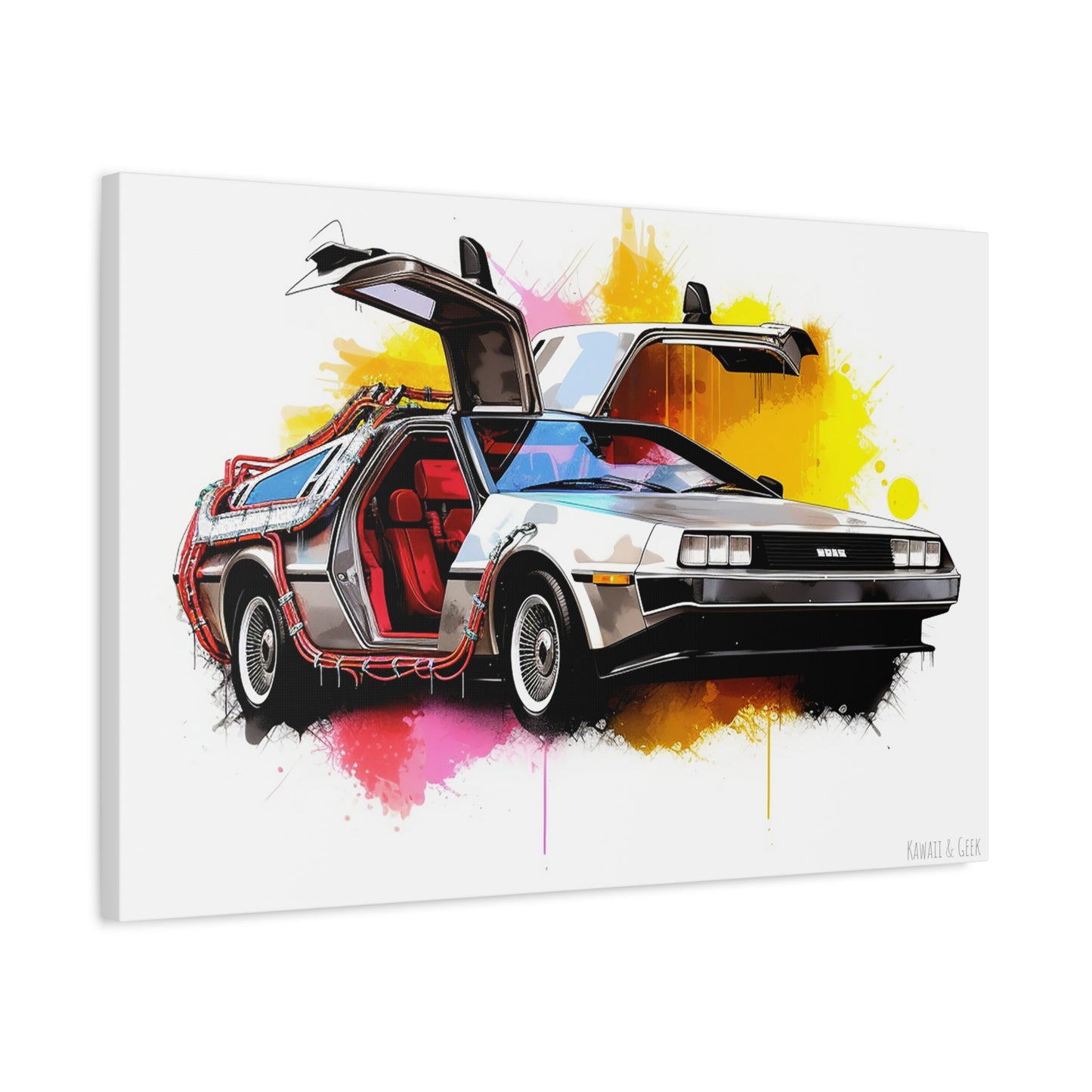 Colorful DeLorean Canvas - Journey through Time with Vibrant Style