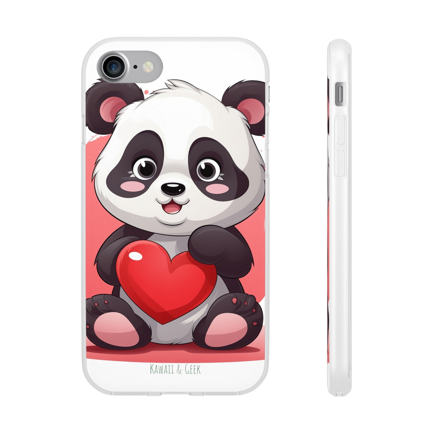 Valentine's Panda Heart Phone Case - Flexi & Semi-Transparent