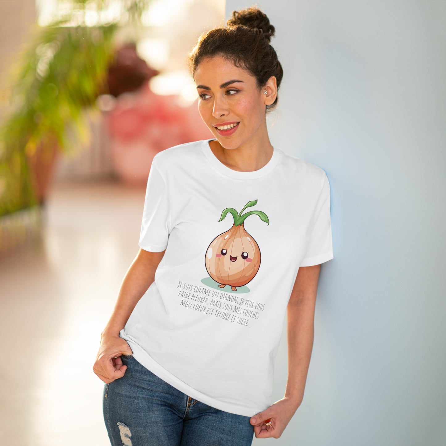 Sweet and Sassy Eco-Friendly Onion T-Shirt for Heartfelt Style - FRENCH