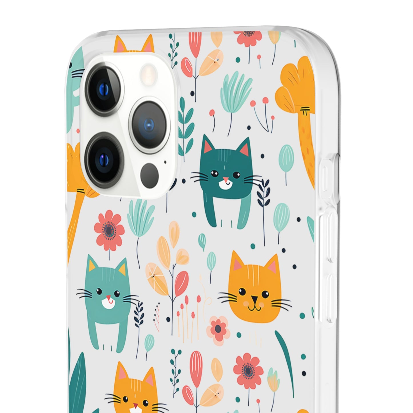 Cute Cats & Flowers Flexi and semi Transparent Phone Case