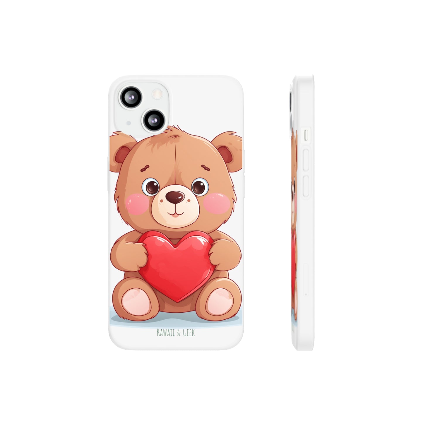 Teddy Bear Heart Phone Case - Flexi & Semi-Transparent - Valentine's Day