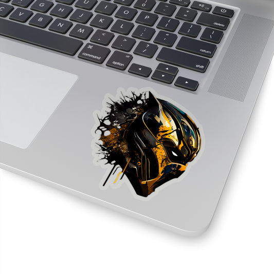 Watercolor Black Panther Helmet Sticker - Add Some Gold and Black Style to Your Tech