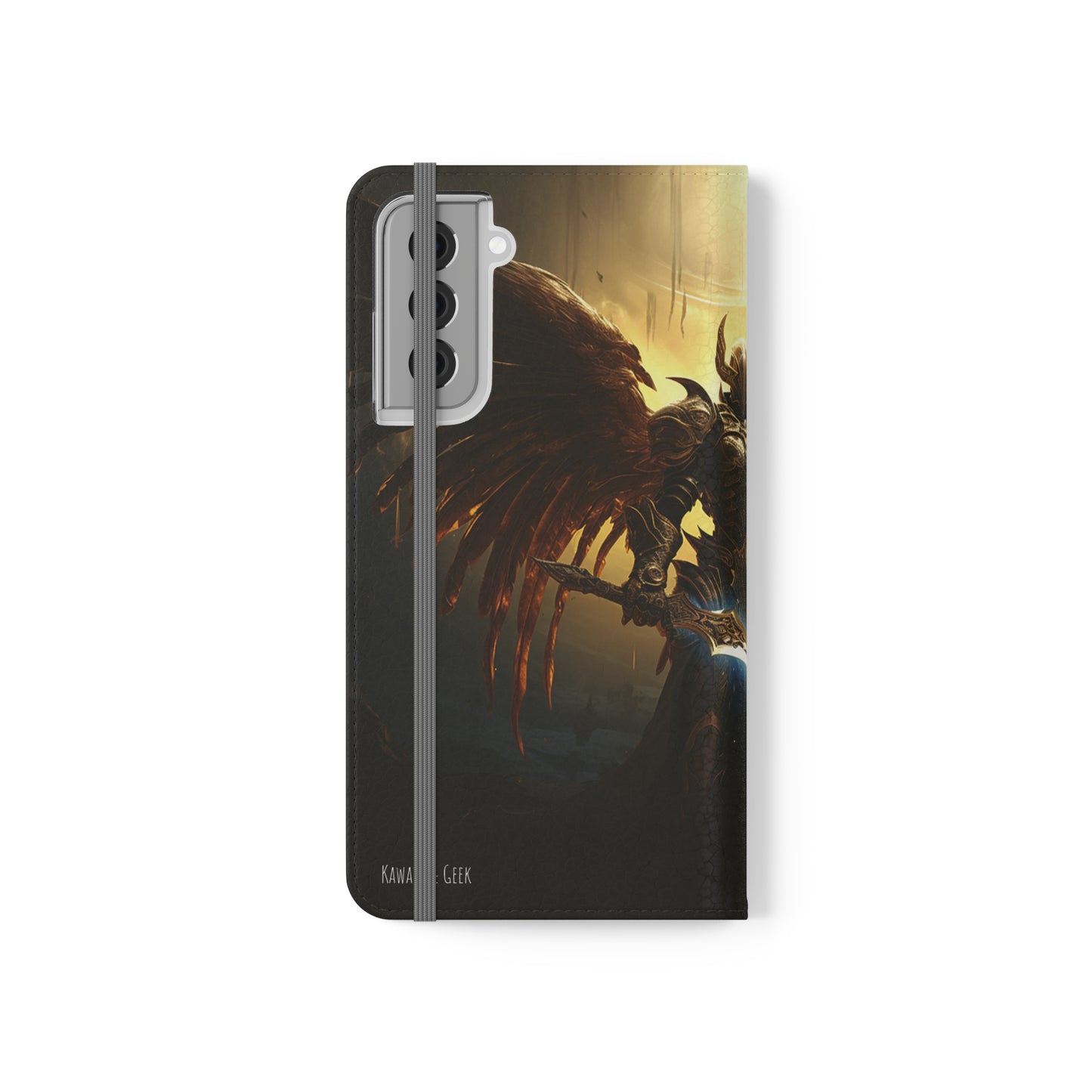 Dark Angel Flip Phone Case: Guardian with Sword