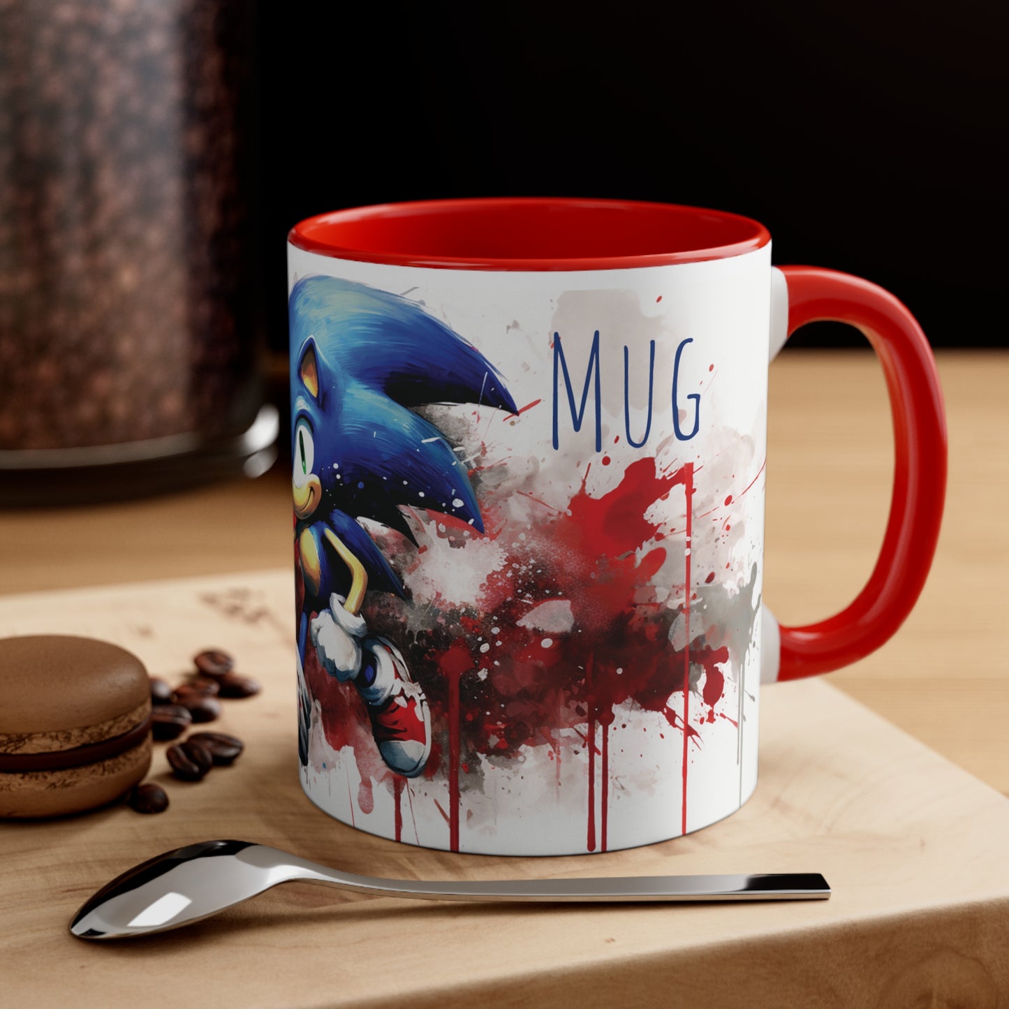 Sonic's Mug - 11 oz Bicolor Mug in Vibrant Watercolor Style