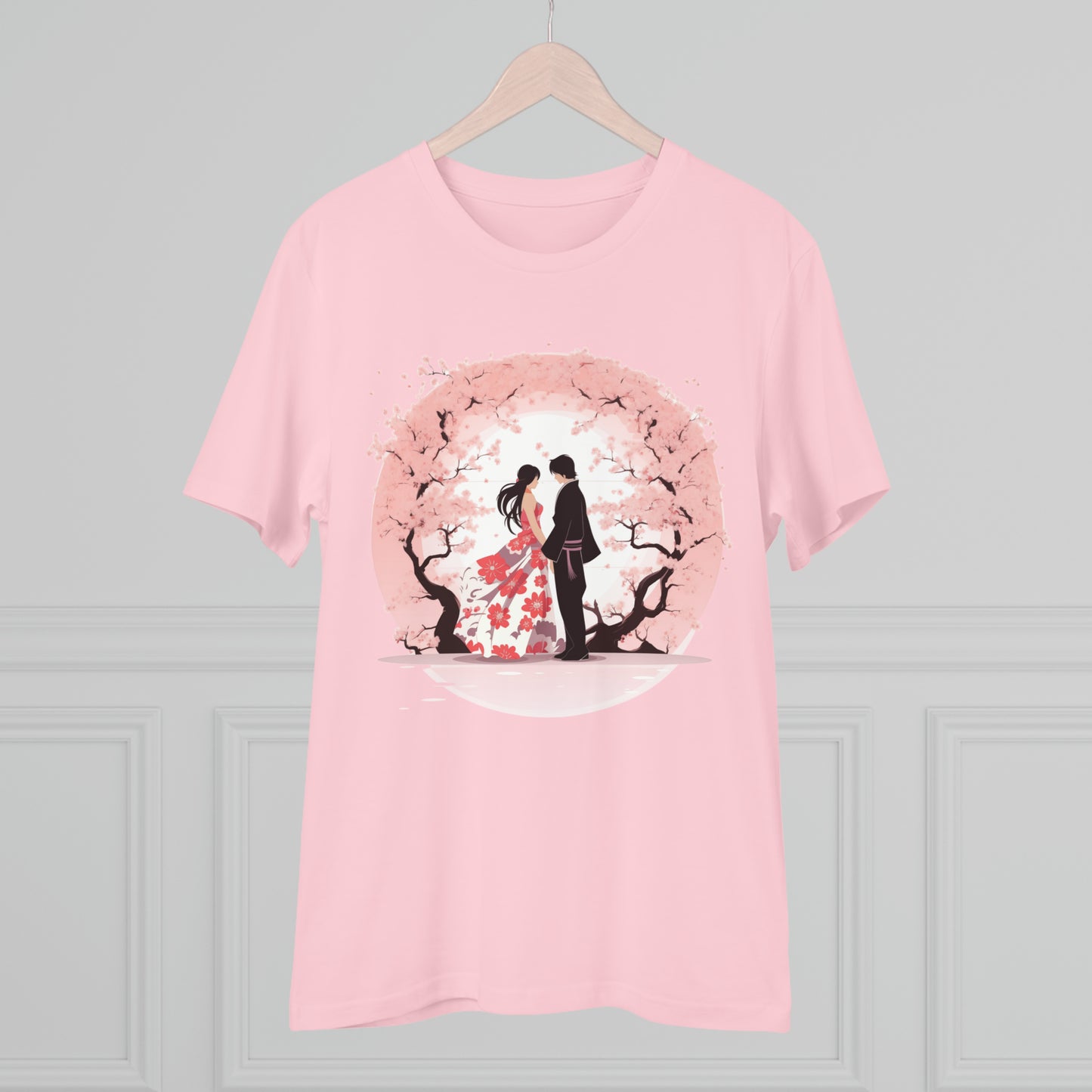 Cherry Blossom Romance T-shirt - Japanese Couple Design - Valentine's Day Special