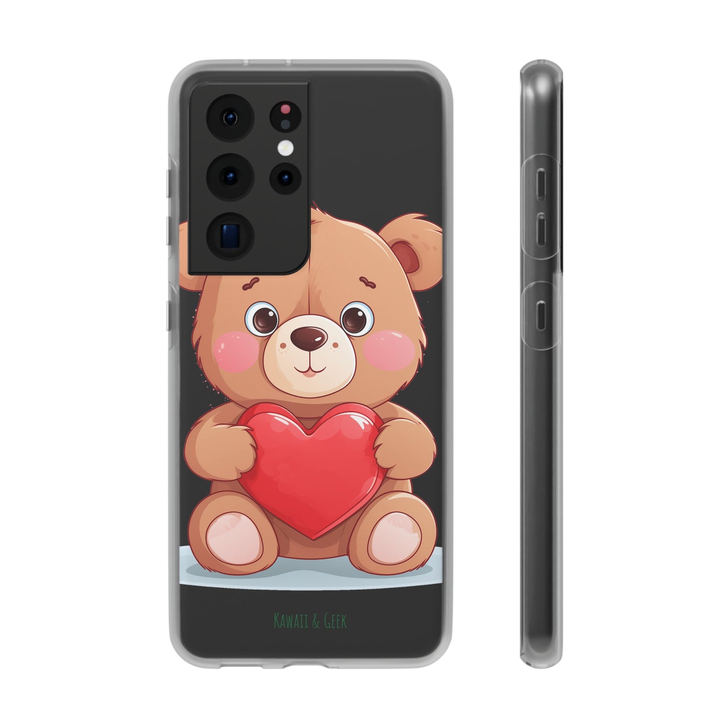 Teddy Bear Heart Phone Case - Flexi & Semi-Transparent - Valentine's Day