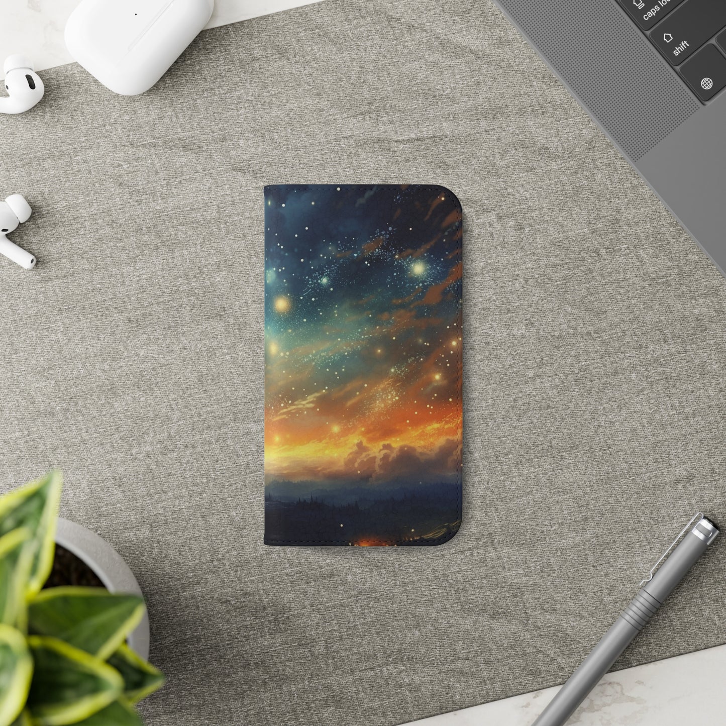 Wonderful Starry Night Flip Phone Case - Embrace the Beauty of the Night Sky