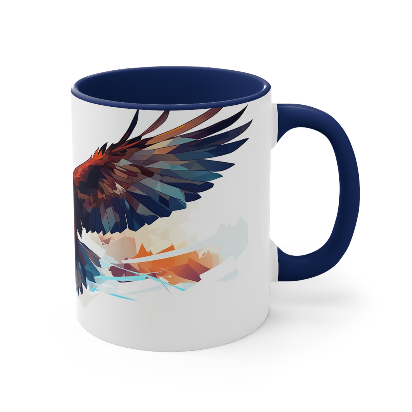 11oz Bi-color Eagle Mug: Geometric-Face Eagle in Flight