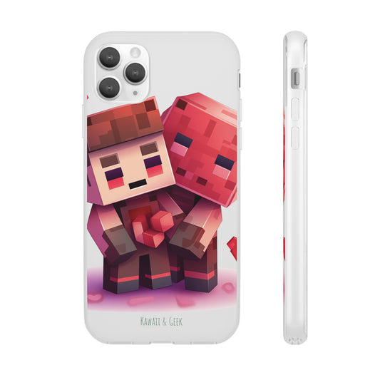 Minecraft-Style Couple Phone Case - Flexi & Semi-Transparent Valentine's Edition