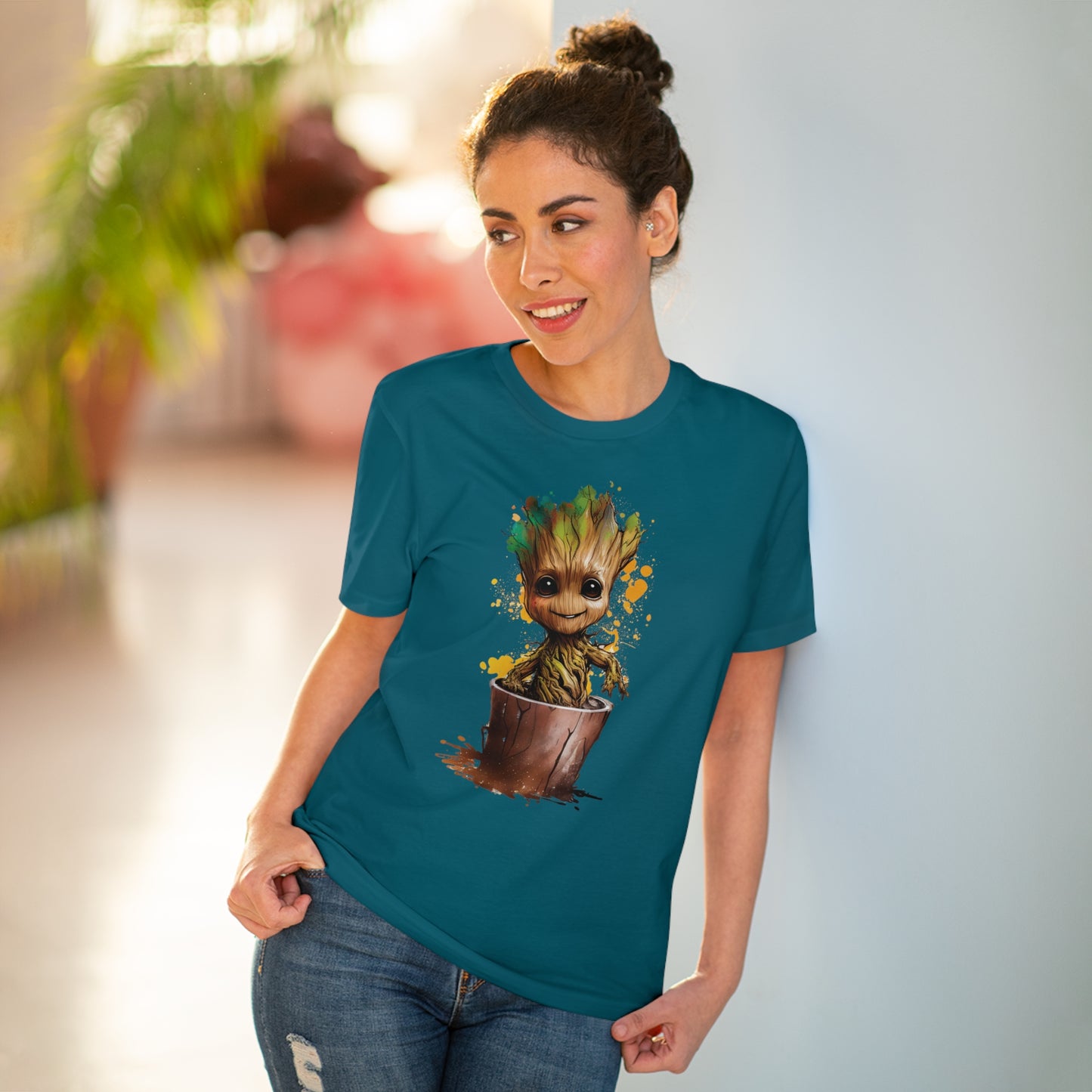 Eco-Friendly Baby Groot Watercolor Style Unisex T-Shirt - Add Some Fun and Sustainable Style to Your Wardrobe