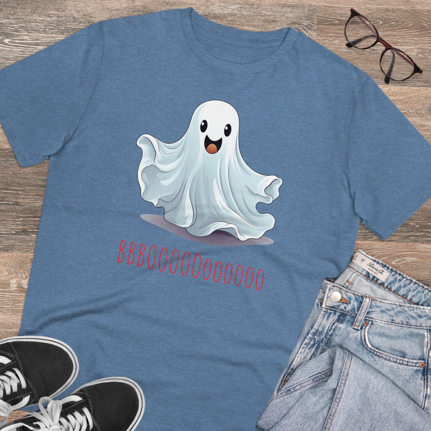 Cute "Booooooooo" Ghost Halloween Eco-Friendly Unisex T-shirt