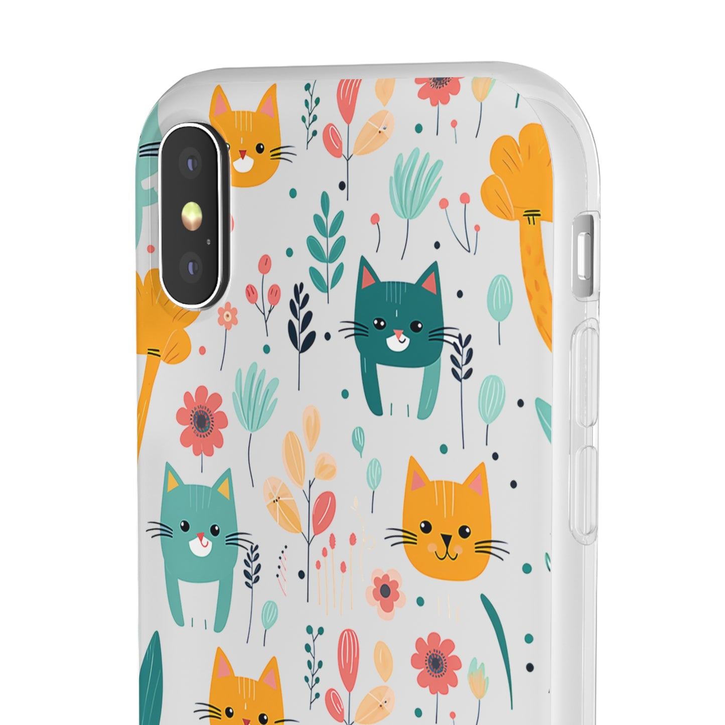 Cute Cats & Flowers Flexi and semi Transparent Phone Case