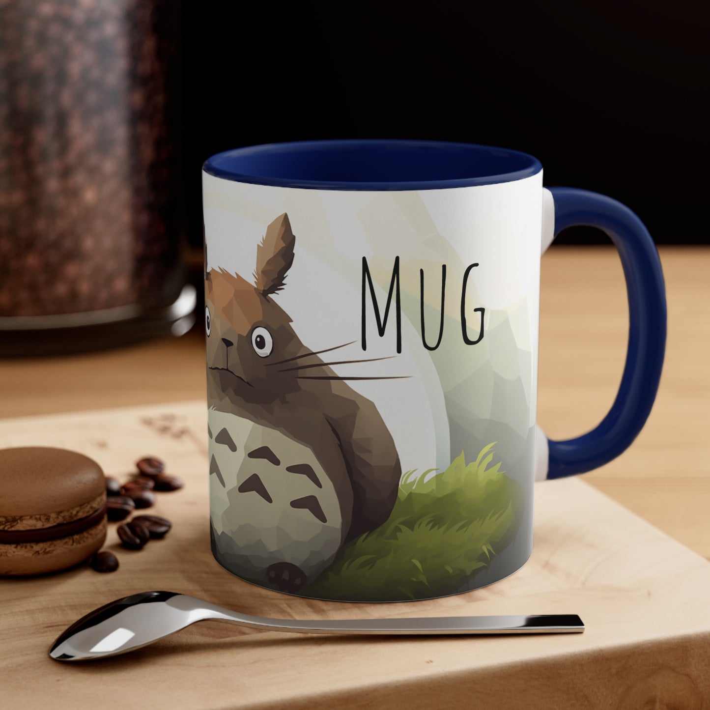 Totoro's Mug: Whimsical Delight in Geometric Style 11 oz Bicolor Mug