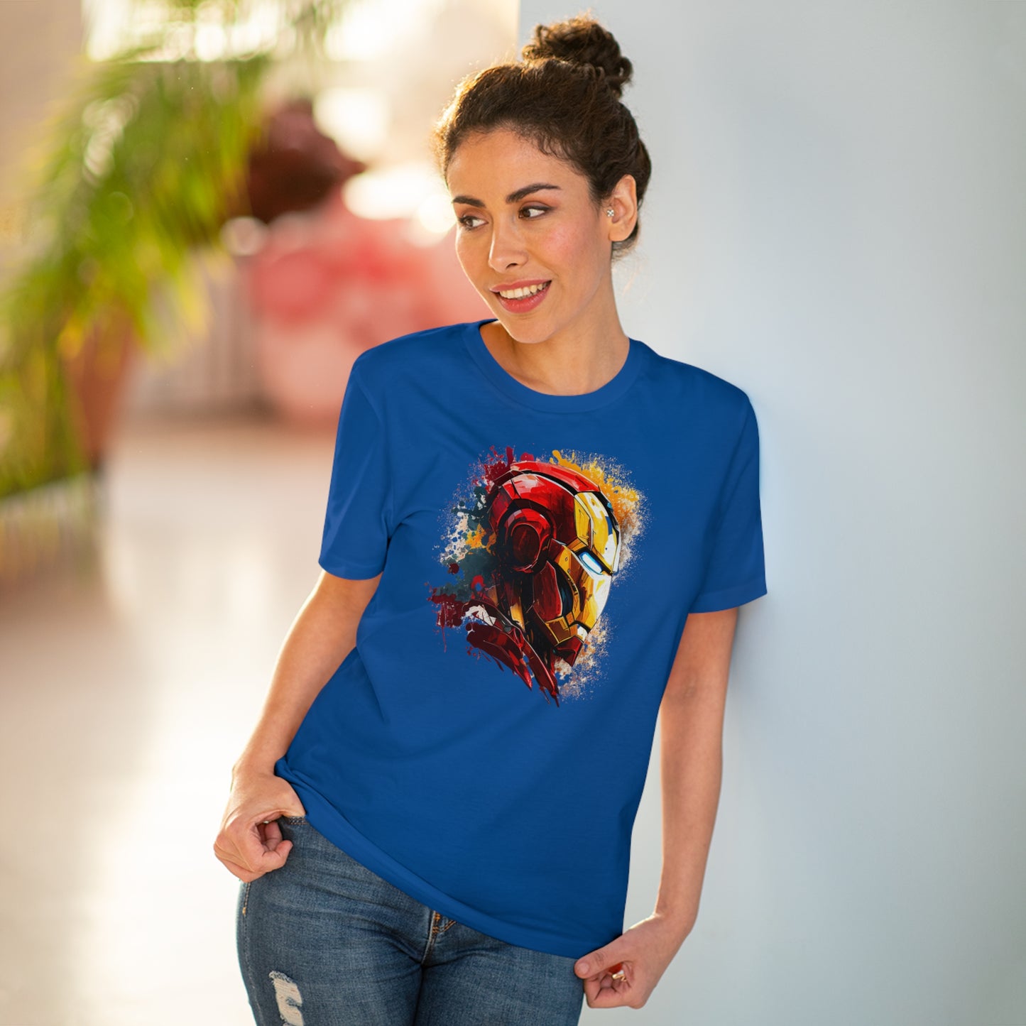 Iron Man in Watercolor Style Eco-Friendly Unisex T-Shirt - Add Some Unique and Sustainable Style to Your Wardrobe