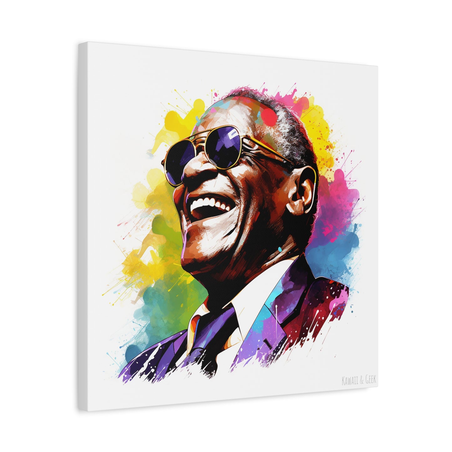 Ray Charles Watercolor Tribute : Timeless Cotton Canva