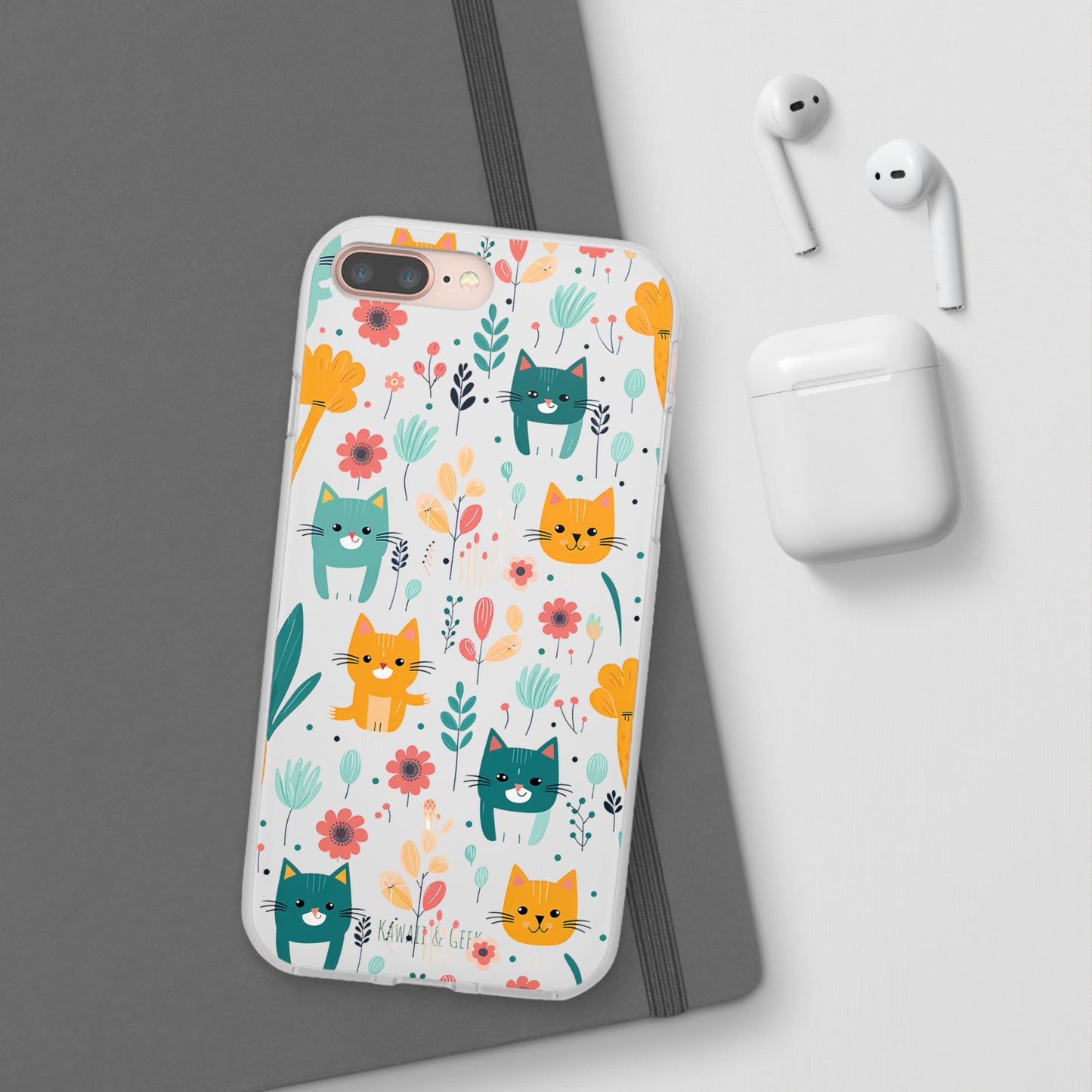 Cute Cats & Flowers Flexi and semi Transparent Phone Case