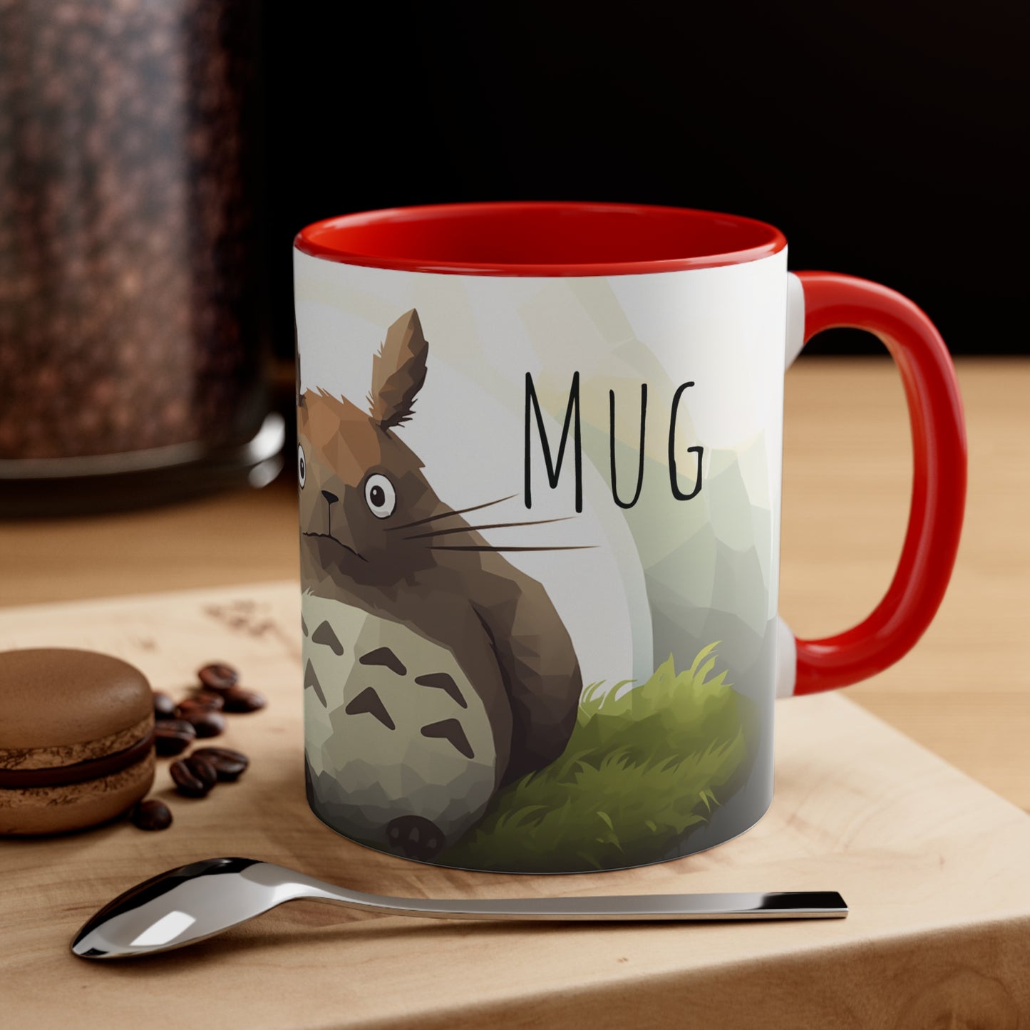 Totoro's Mug: Whimsical Delight in Geometric Style 11 oz Bicolor Mug