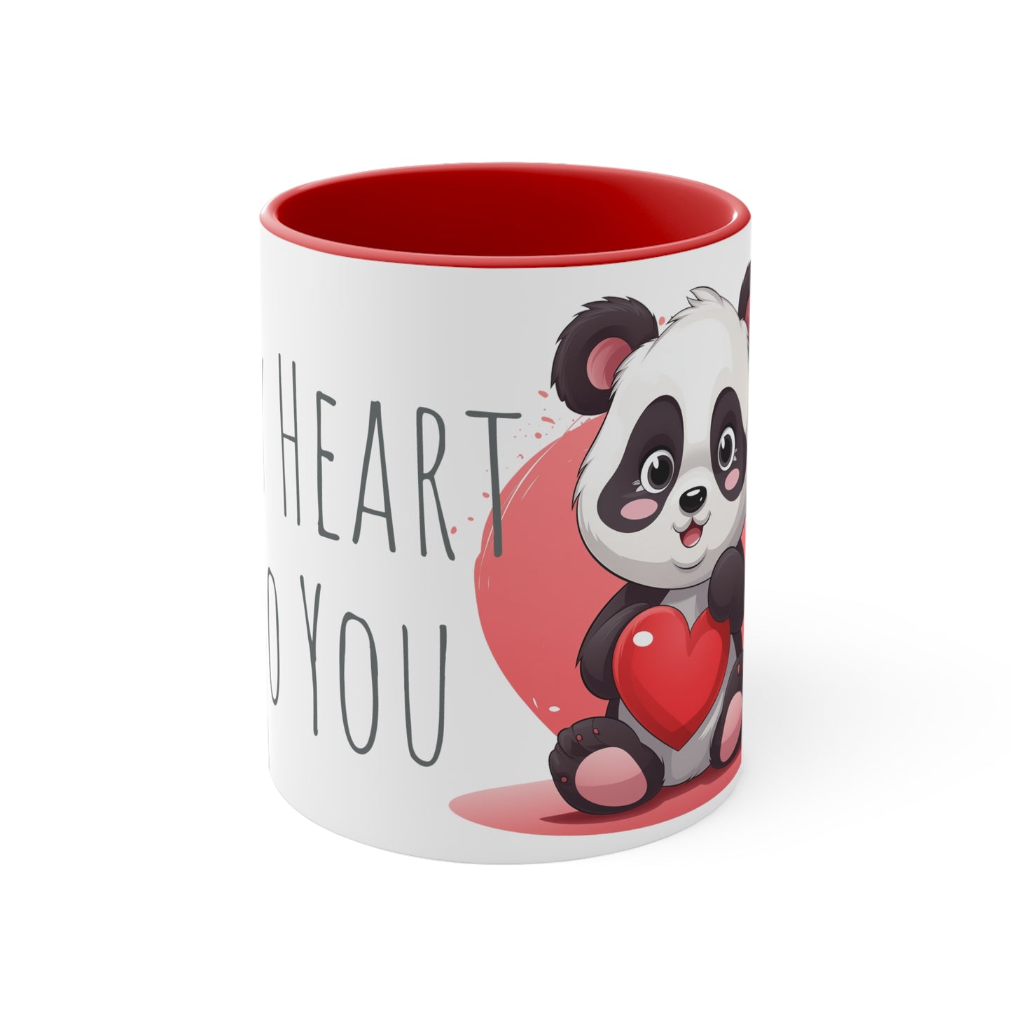 Panda Heart Mug - 11oz Bicolor 'My Heart to You' Cup - Valentine's Day