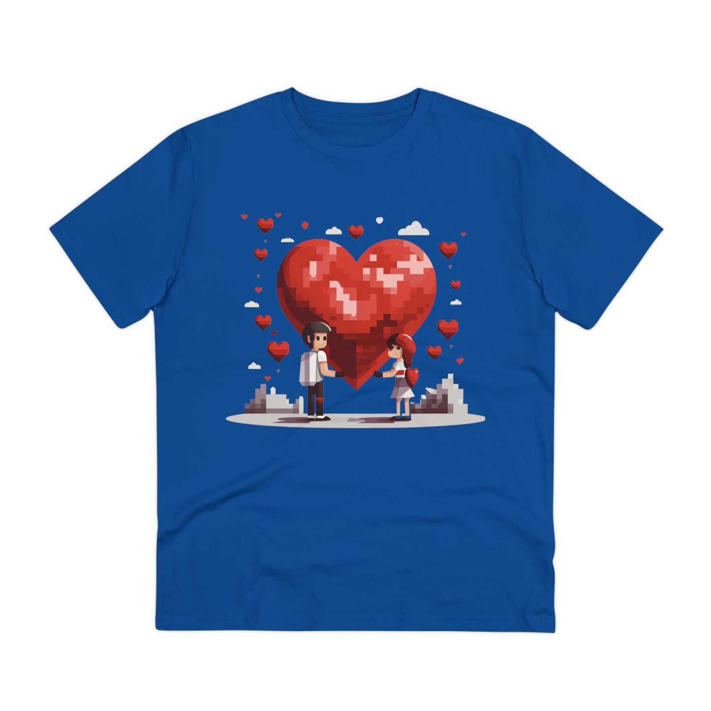 Pixel Love Eco Tee - Valentine's Day Pixel Heart Couple Shirt