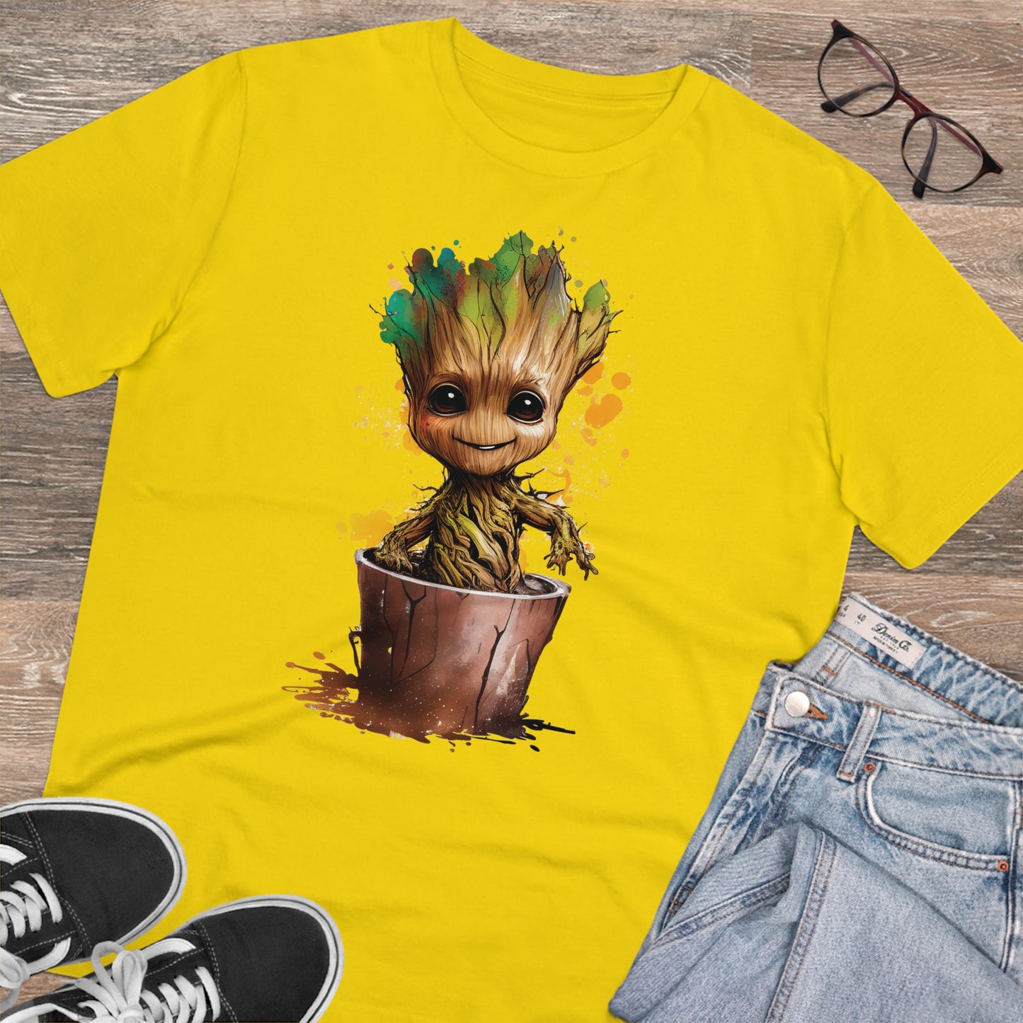 Eco-Friendly Baby Groot Watercolor Style Unisex T-Shirt - Add Some Fun and Sustainable Style to Your Wardrobe