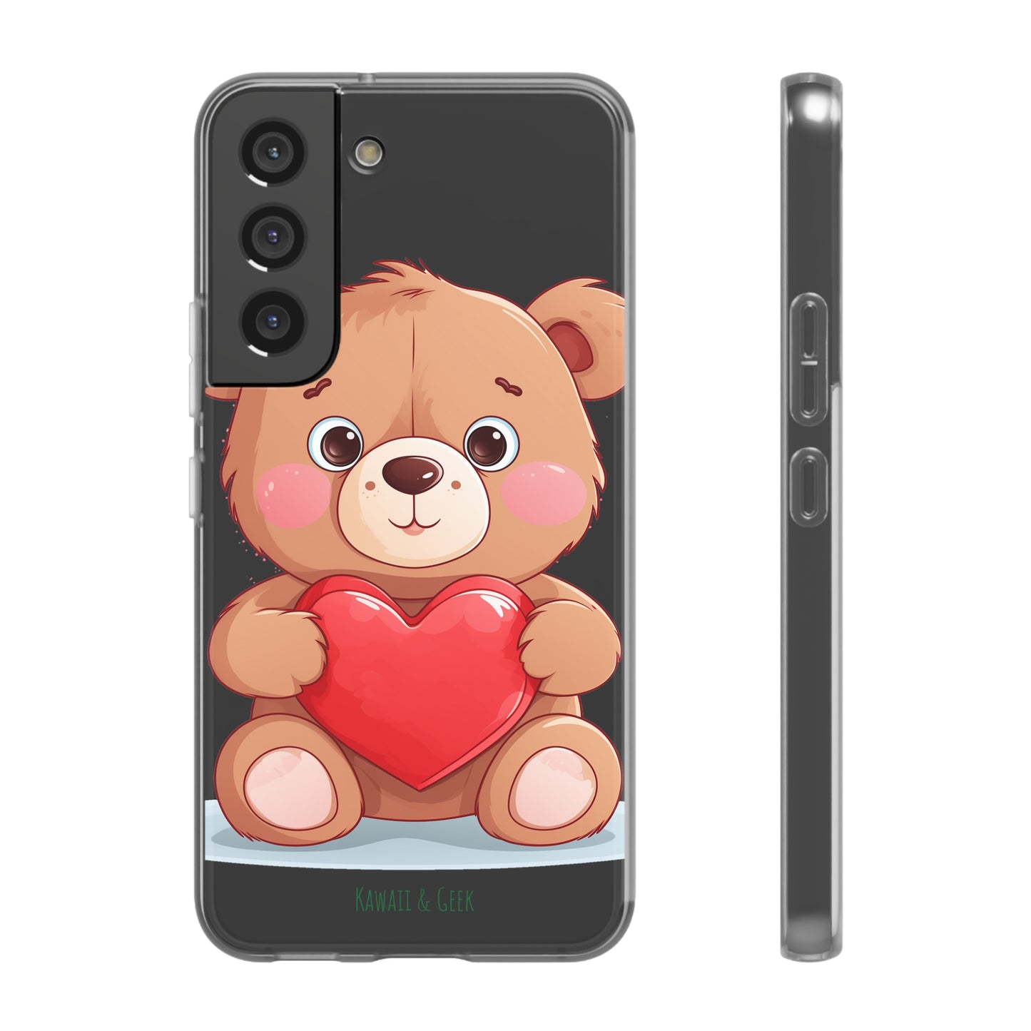 Teddy Bear Heart Phone Case - Flexi & Semi-Transparent - Valentine's Day