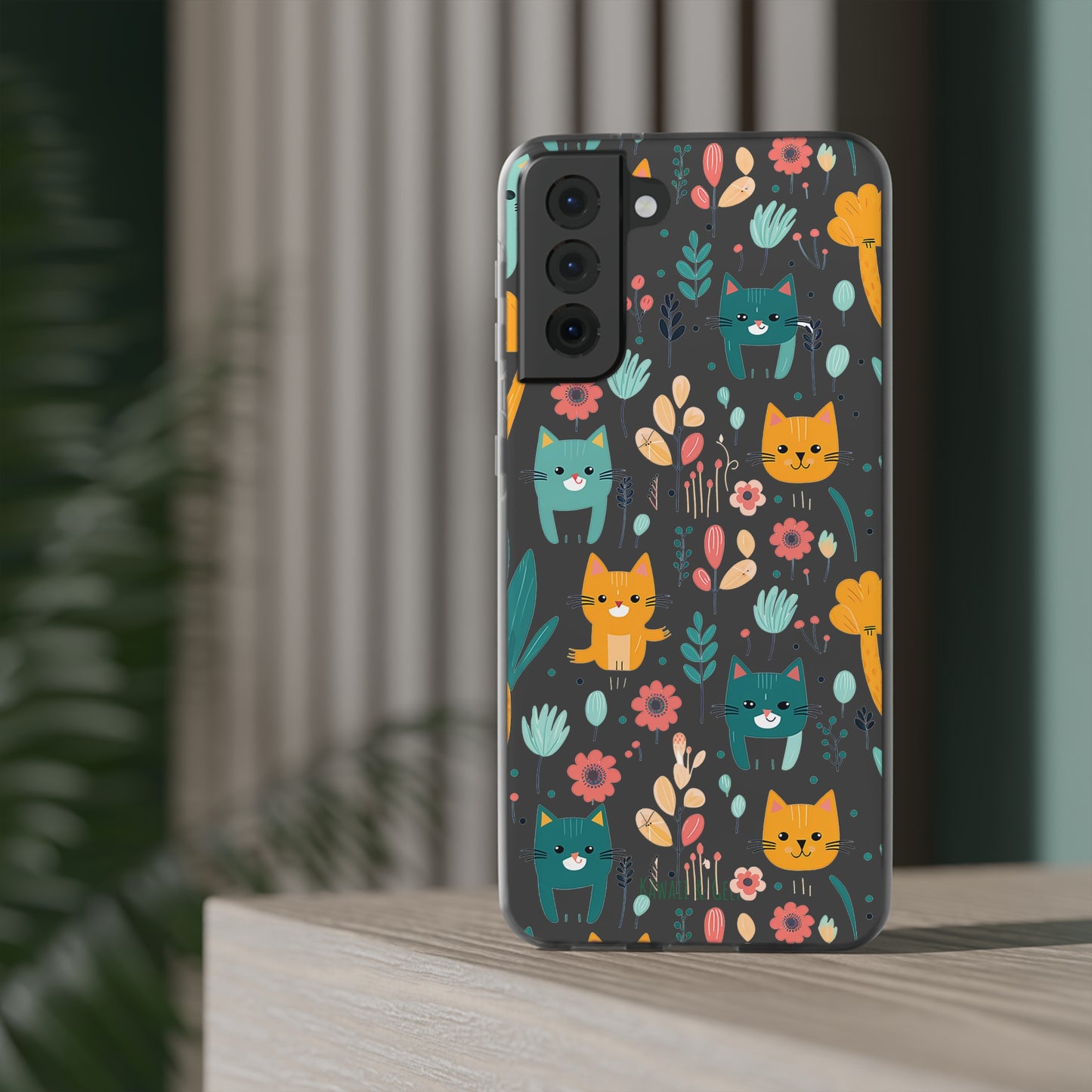 Cute Cats & Flowers Flexi and semi Transparent Phone Case